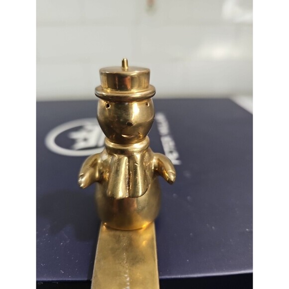 Solid Brass Christmas Stocking Hanger Snowman Vintage - Picture 3 of 5